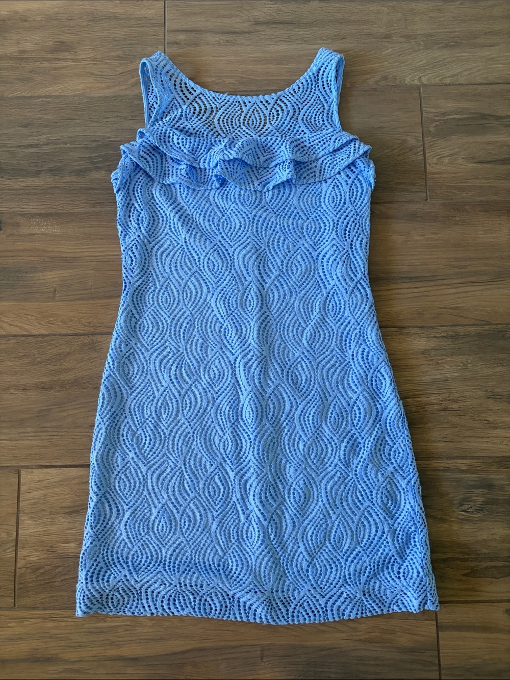 Brand NEW WITH TAGS Lilly Pulitzer Blue Crochet Ruffle Sheath Dress